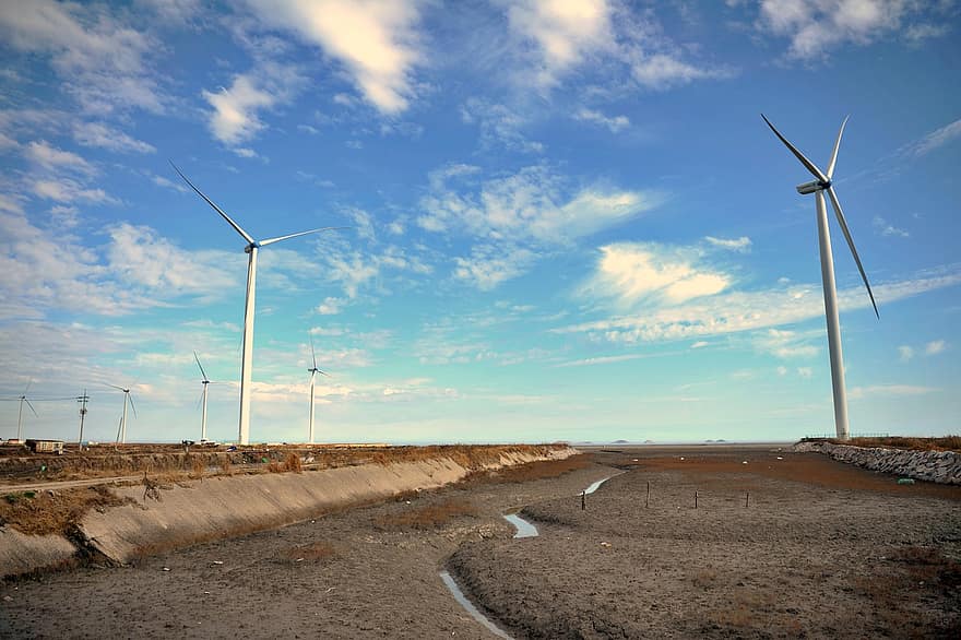 moinhos de vento, força do vento, panorama, turbinas eólicas, gerador de energia eólica, eletricidade, energia, eco-friendly, vento, natureza, campo