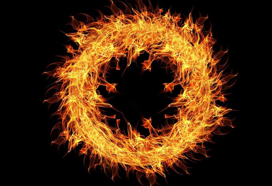 пожар, пламък, топлина, марка, горещ, пръстен, огнен пръстен