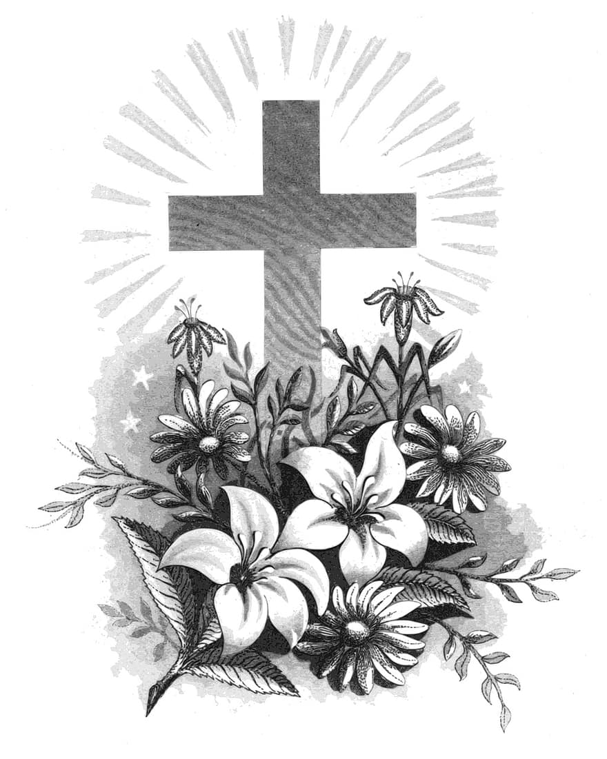 cây thánh giá, vượt qua, những bông hoa, chúa giêsu, tôn giáo, cổ điển, christian, calvary, lễ Phục sinh, vị cứu tinh, sự cứu rỗi