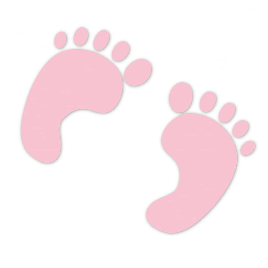 Baby fodaftryk, Baby fodspor, lyserød, fodspor, fødder, spore, mærke, form, omrids