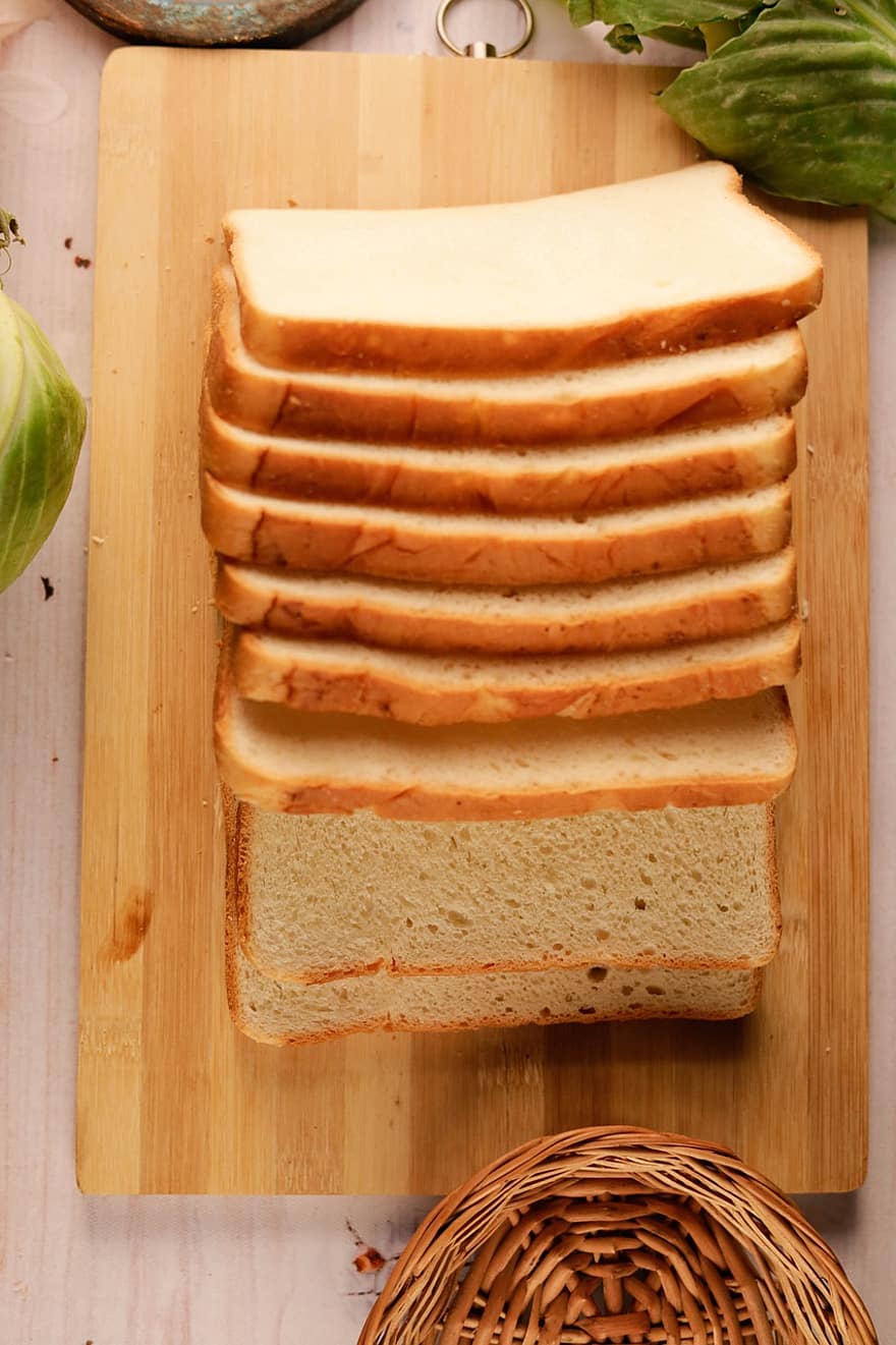 bánh mì cắt lát, ổ bánh mì, bánh mỳ, bánh mì trắng, bánh mì nướng, nhìn từ trên xuống
