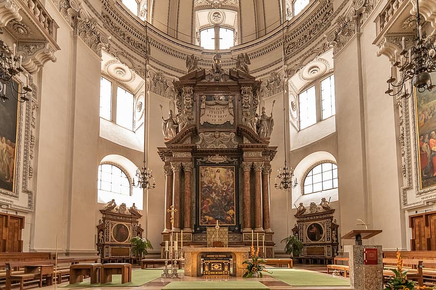 kostel, architektura, Rakousko, náboženství, Salzburg