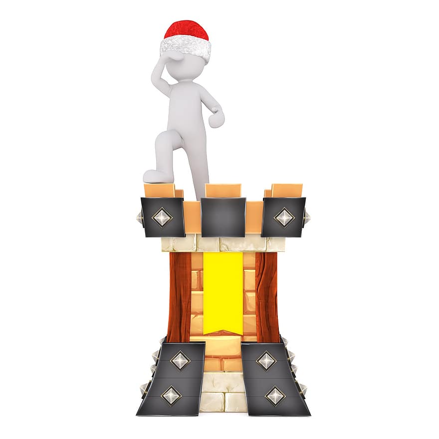 alb mascul, Model 3D, corp întreg, 3d pălărie de santa, Crăciun, santa hat, 3d, alb, izolat, castel, fortăreață