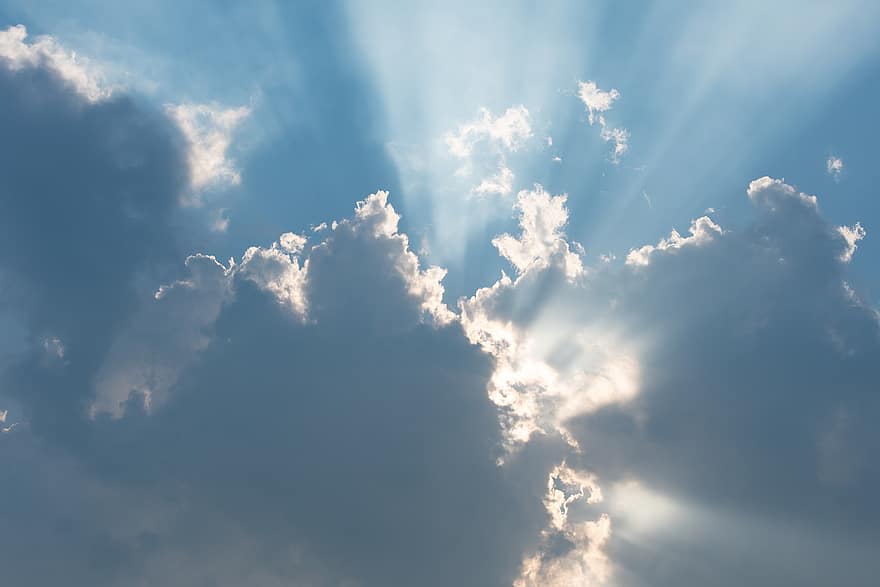 Sky, Clouds, Light, Sun Rays, Sunlight, Cloudy, Atmosphere, Nature, blue, day, backgrounds