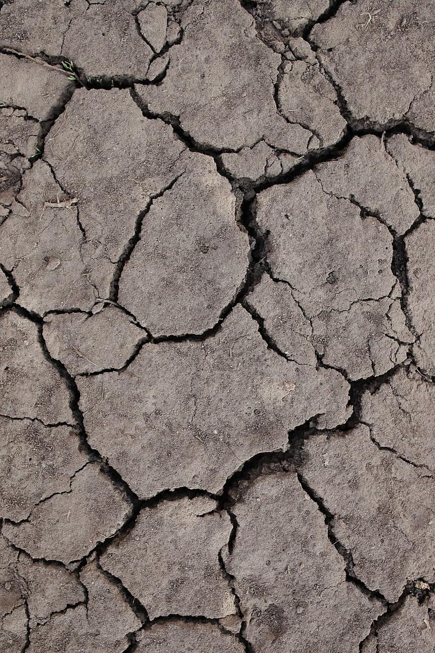 Sol sec, sol fissuré, sol aride, saleté, sec, terre, boue, le sable, sécheresse, climat aride, arrière-plans