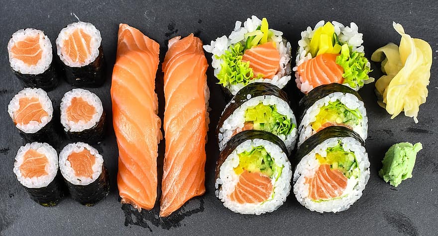 japansk kokkonst, sushi, maträtt, mat, asiatisk mat