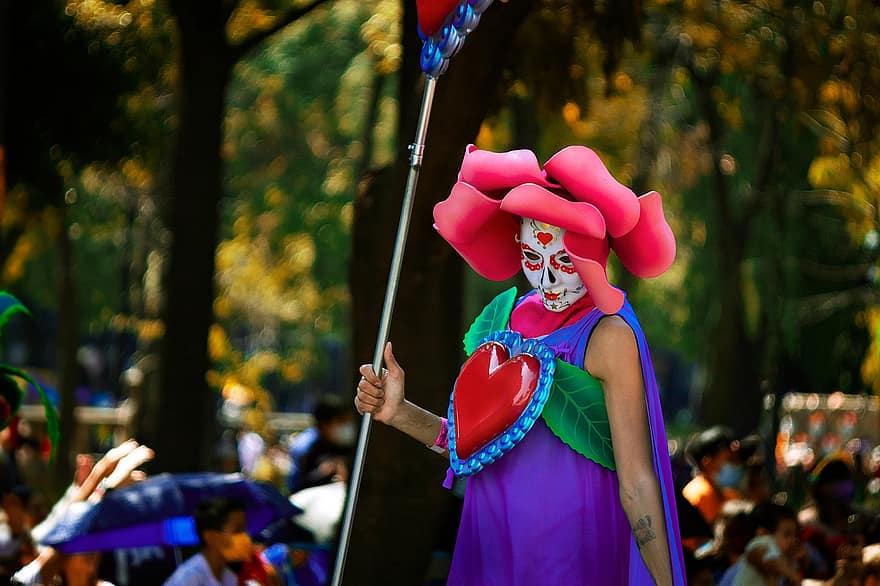 Skull, Flower, Park, Culture, Mexico, Nature, Cdmx, men, multi colored, fun, celebration