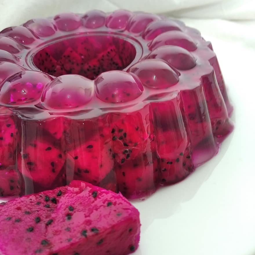 Dragon Fruits, Pudding, Jelly, Gelatin, Dessert, Sweets, Food, Eat, Food Photography, Healthy, Dragon Fruit