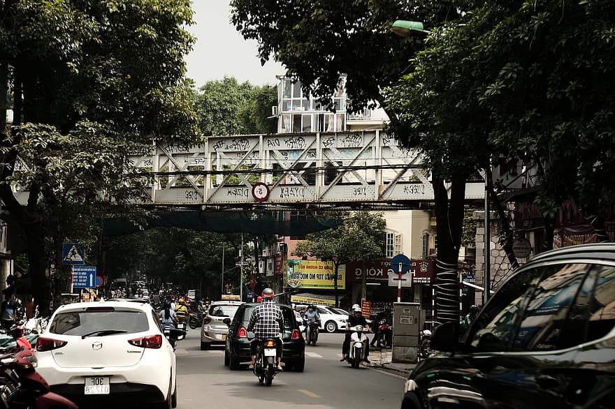Hanoi, strada, traffico, città, Vietnam