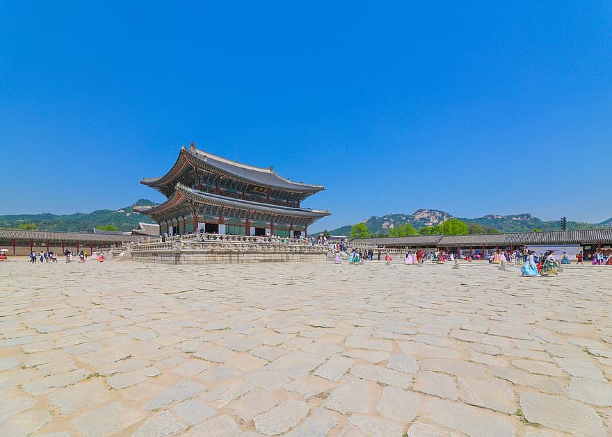 pils, gyeongbok pils, aizliegtā pilsēta, Korejas republika, būvēt, kultūras mantojums, vecais, tūristu galamērķis, joseona dinastija, korejiešu kultūra
