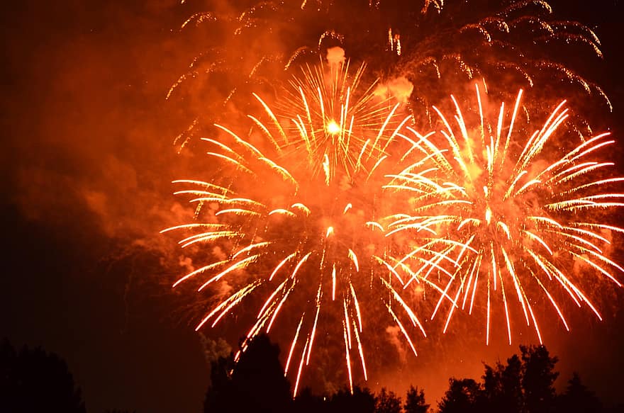 vuurwerk, vier juli, Onafhankelijkheidsdag, Amerika, vakantie, viering, vaderlandslievend, pyrotechniek, explosie, boom, exploderende