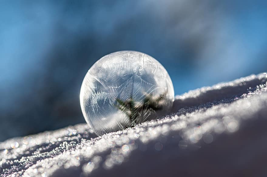 мыльный пузырь, мяч, мороз, замороженный, eiskristalle