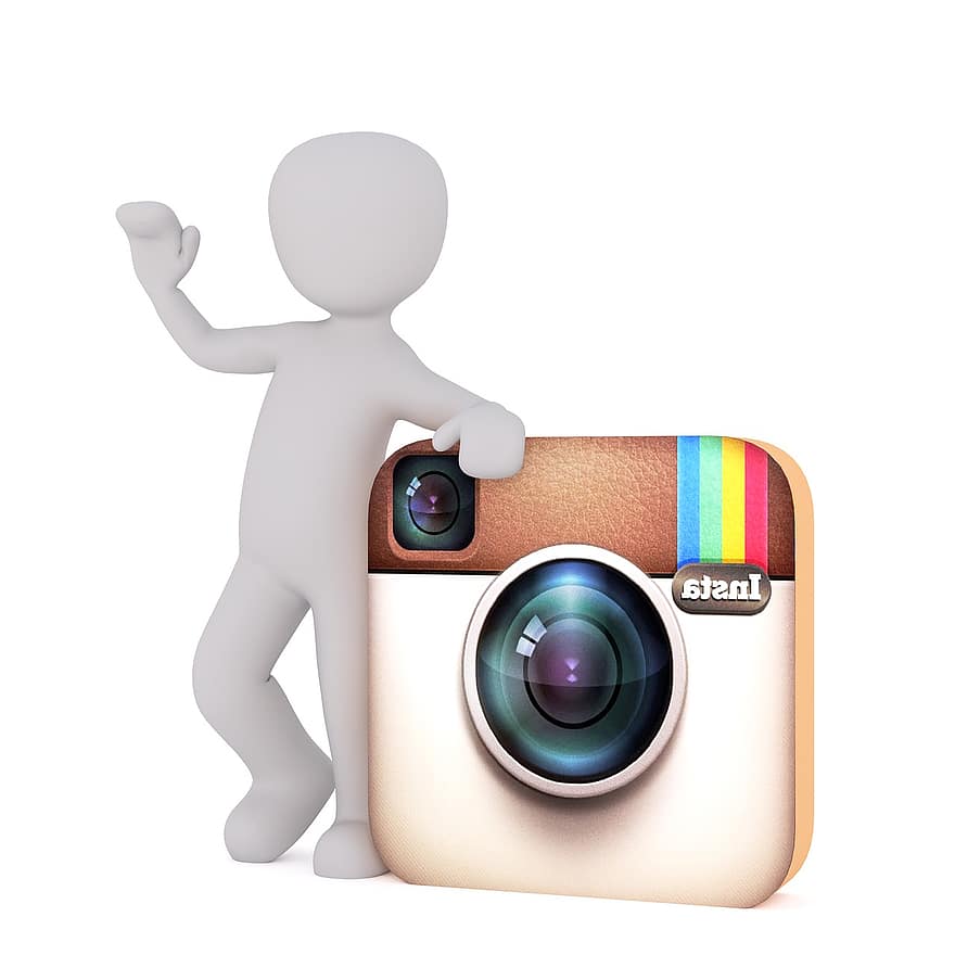 Instagram, weißer Mann, 3D-Modell, isoliert, 3d, Modell-, Ganzkörper, Weiß, 3d mann, App, Apps
