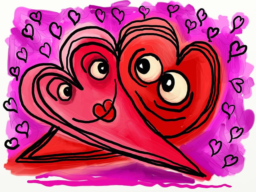 Aşk, kalpler, şekiller, sembol, sevgililer günü, Aşk kalbi, romantik, dizayn, çift, ilişkiler, boya