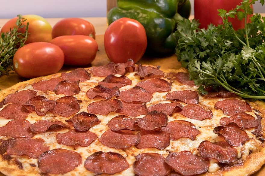 Pizza, pizza pepperoni, jedzenie, przekąska, posiłek, obiad, pyszne, odżywianie, pieczony, kuchnia jako sposób gotowania