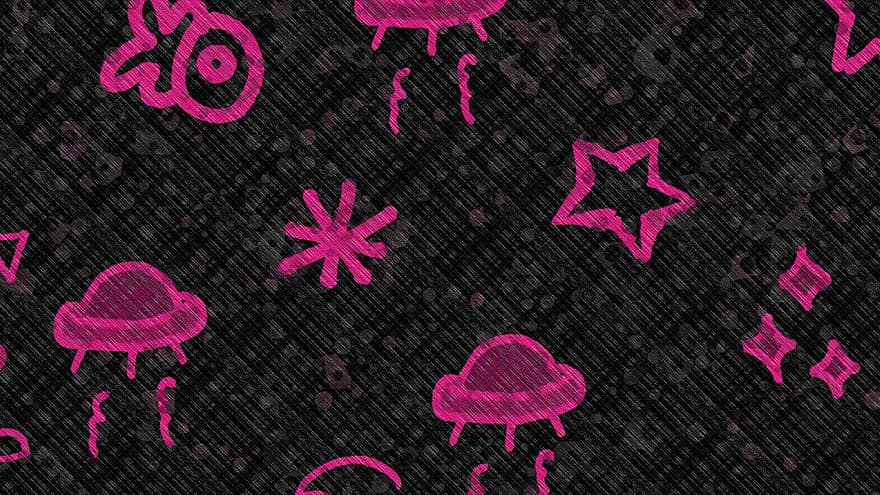 Spaceship, Doodle, Background, Pattern, Space, Stars, Ok, Science Fiction, Ufo, Extraterrestrial, Futuristic