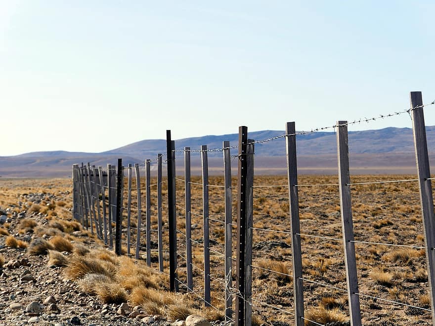 Desert, Fence, Badlands, Arid, Barren, Demarcation, Rocks, Landscape, Chile, Patagonia