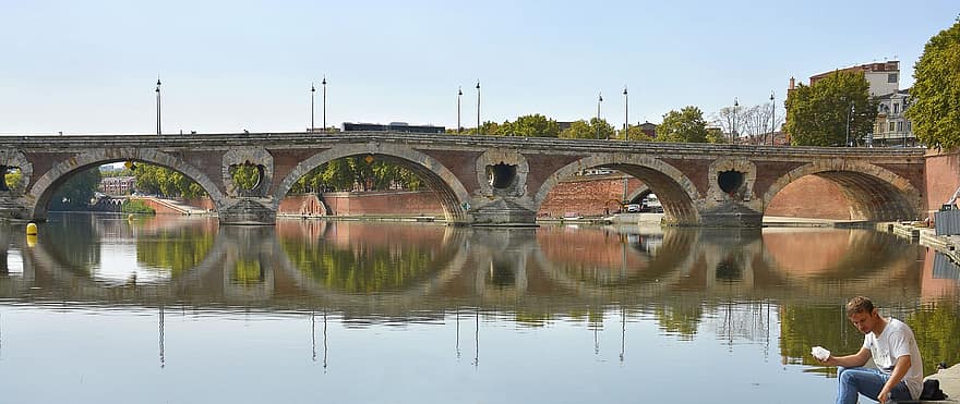 bro, reise, utendørs, Toulouse, Pont-Neuf, garonne