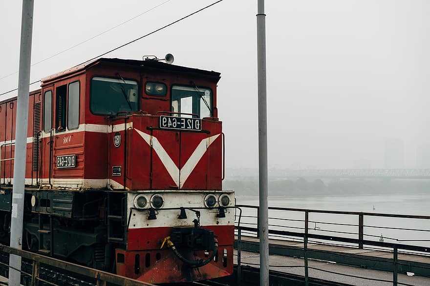 trein, spoorweg, brug, staal, vervoer-, voertuig, uitdrukken, reizen, Azië, Vietnam