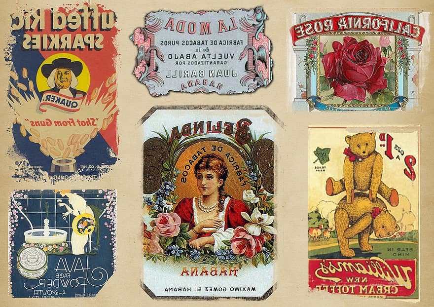 etichette, collage, Vintage ▾, album, decoupage, vittoriano, design, decorazione, carta, scrapbooking, antico