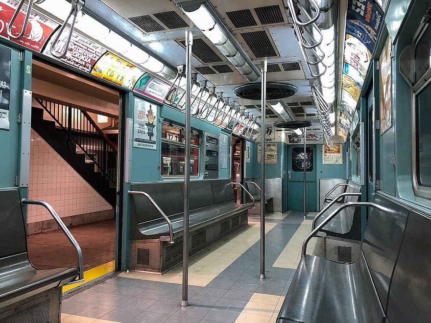 поїзд, метро, платформа, старий, транзит, Нью-Йорк, музей, під землею