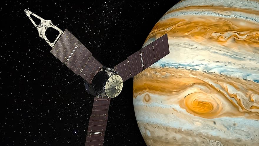 Júpiter, planeta, sonda espacial, nau espacial, juno, tècnica, tecnologia, ciència, recerca, satèl·lit, atmosfera