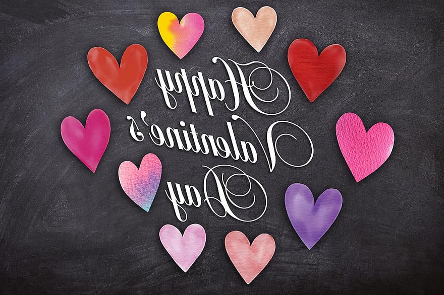 liefde, romance, hart-, verliefd, Valentijnsdag, papier, waterverf, achtergrond, geluk, rood, paars