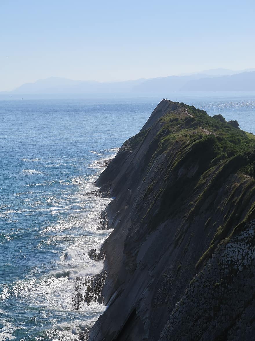 崖、ロッキー、波、強い、岩、風景、自然、海岸、海、空、水