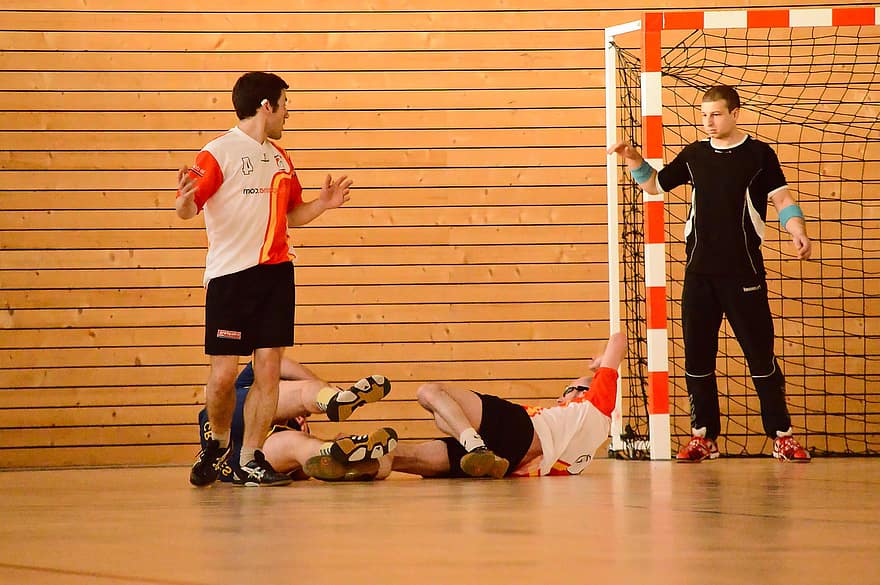 Handball, Spieler, Verteidigung, Aktion, Tor, Netz, Sport, Sportler, Mannschaft, Ausbildung, Handballverein