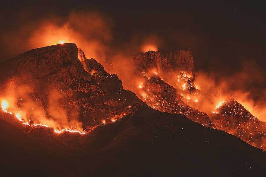 vulcânico, montanha, fogo, papel de parede, fenómeno natural, noite, chama, panorama, Pico da montanha, calor, temperatura