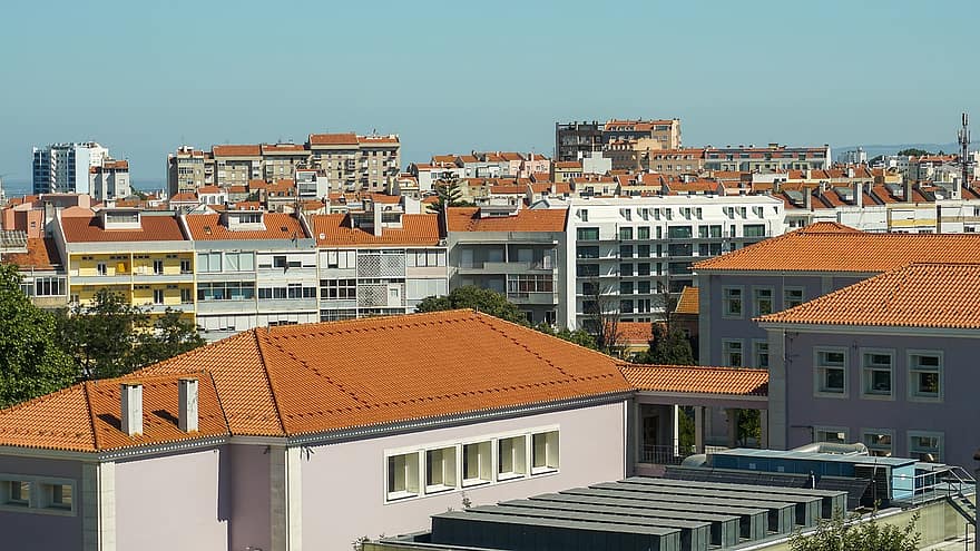 لشبونة ، مدينة ، البنايات ، البرتغال ، تيجو ، الفاما ، أسطح ، الحضاري ، أوروبا
