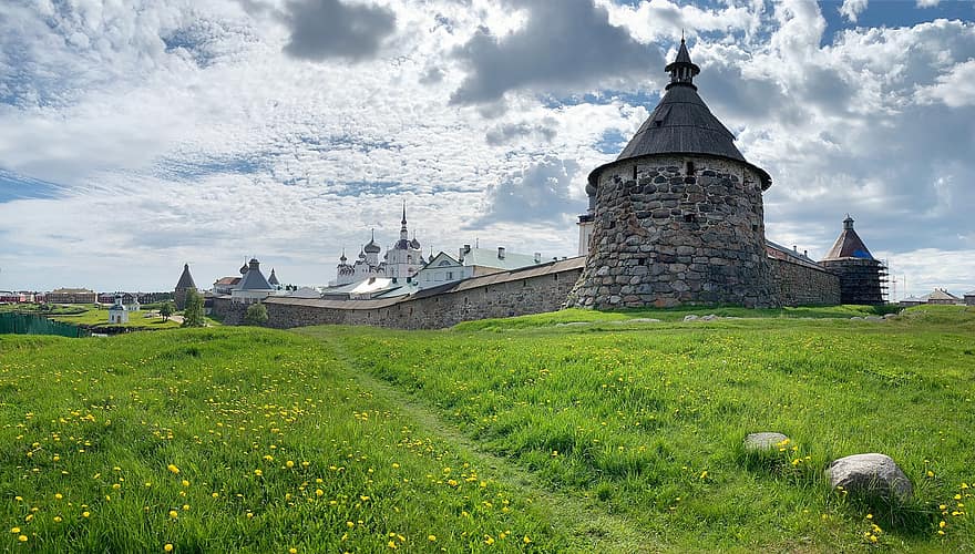 замък, природа, пътуване, Соловки, Русия