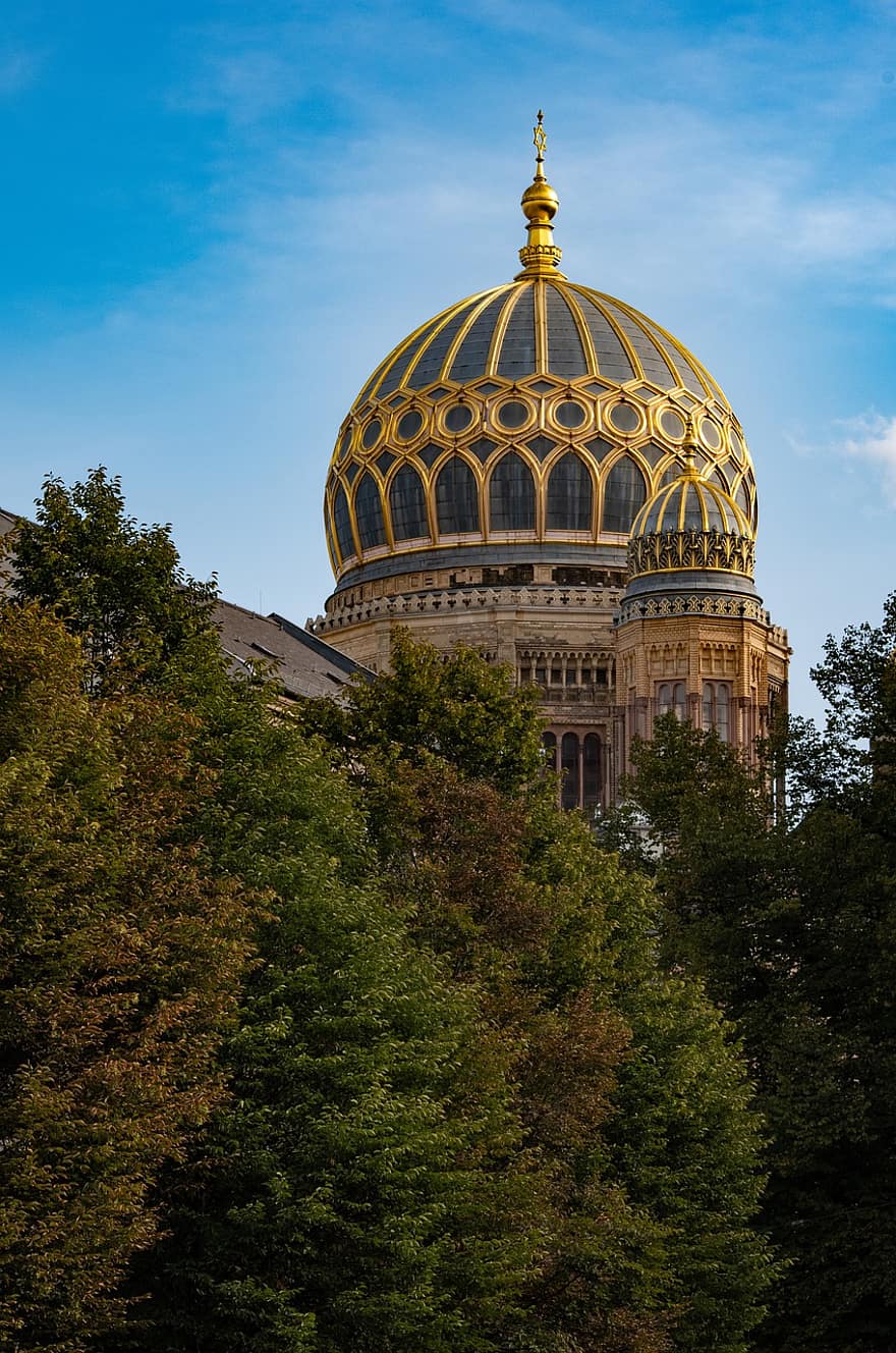 Synagogue, Dome, Building, Tower, Trees, Religion