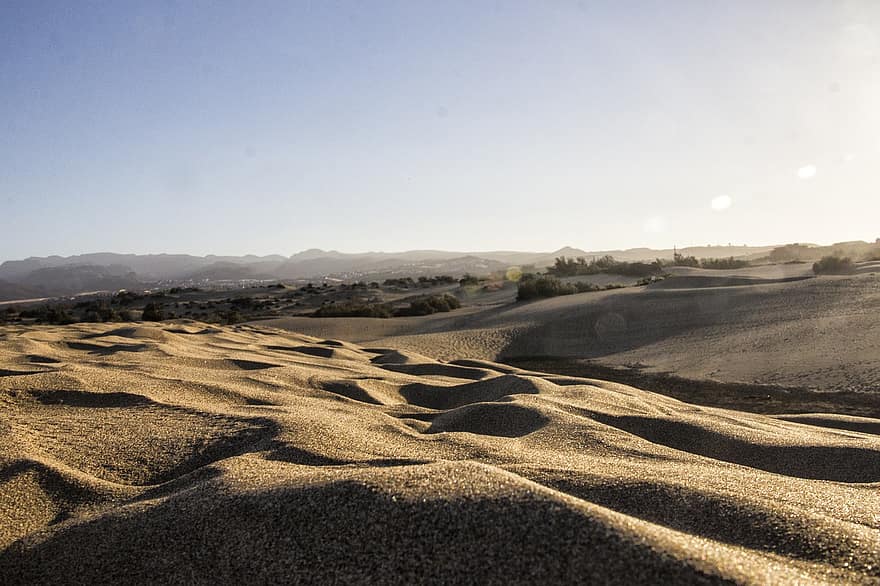 písek, písečné duny, západ slunce, kopců, venku