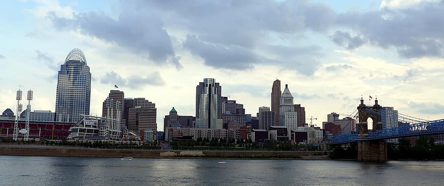 Skyscraper, River, Buildings, Panorama, Cincinnati, Ohio, City, Urban, Center, cityscape, architecture