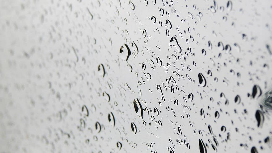 regndråber, glas vindue, regnvejrsdag, struktur, dråber, makro