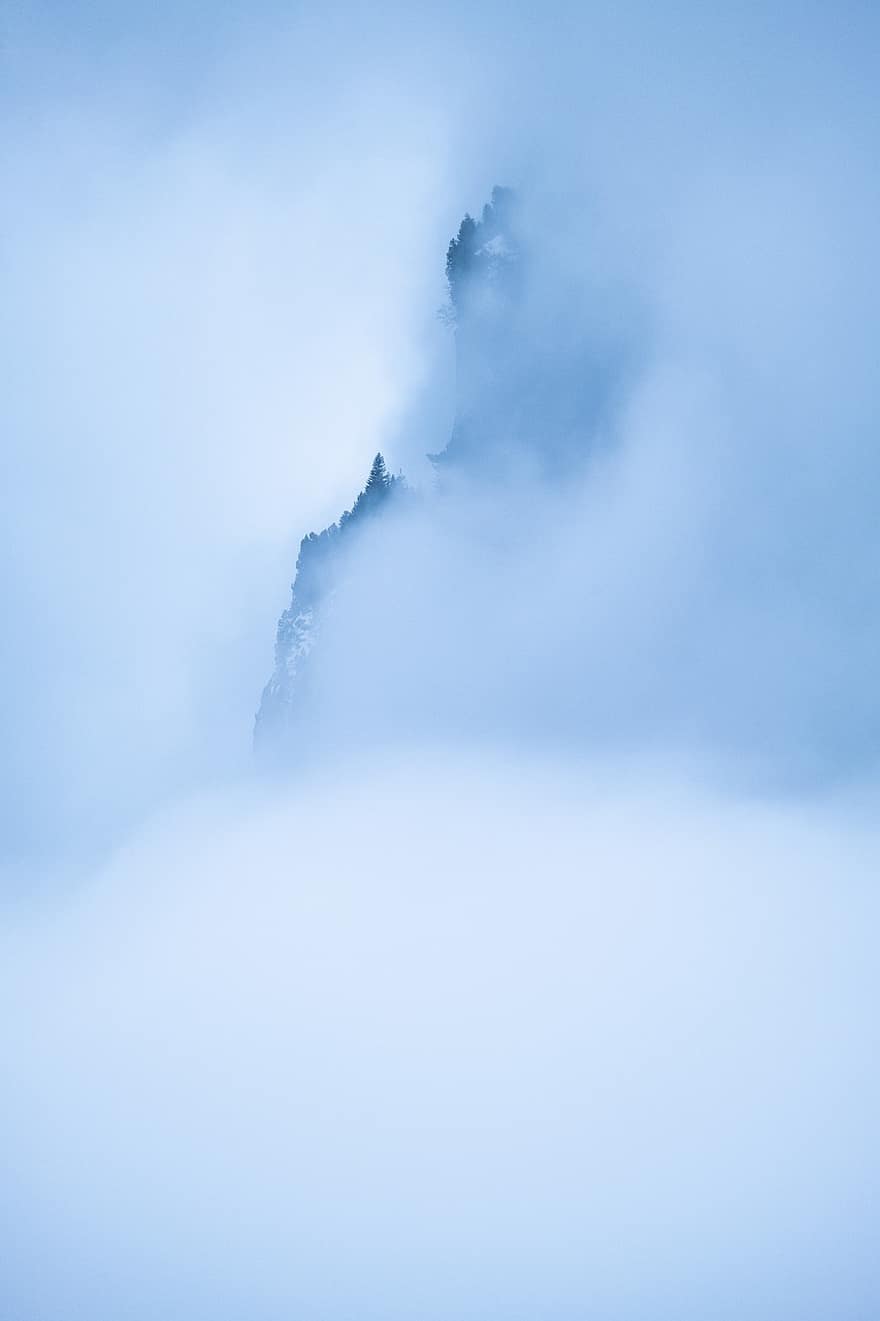облаци, мъгла, сняг, зима, планини, природа, Зимна страна на чудесата, Швейцария