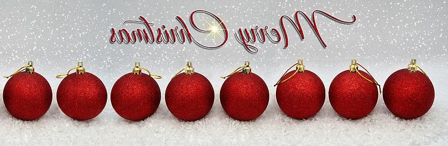 joyeux Noël, salutation, boule de noel, des balles, neige, décorations de Noël, boules rouges, Noël, motif de noël, briller, étoile