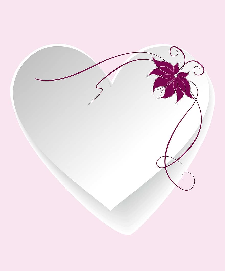 hjerte, Ranke, hvidt hjerte, grafisk, Mors Dag, lykønskningskort, kærlighed, romantik, dekoration, Valentins Dag, bryllup