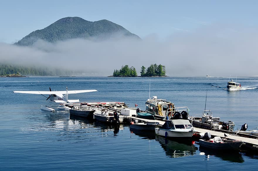 Boats, Wharf, Boat Yard, Tofino, Vancouver Island, British Columbia, Canada, Canadian Coast Guard, Rescue Boats, Marina, Harbor