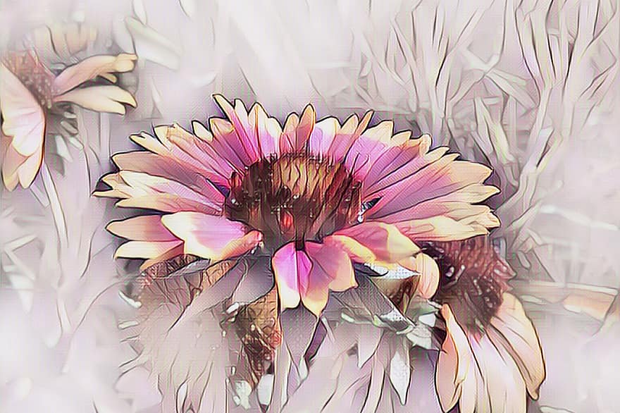 flor de aden de corcho, pintura digital, flor, floración, pastel, planta, rosado