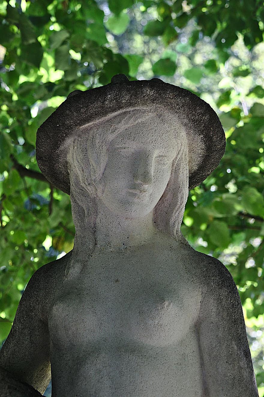 mulher, estátua, escultura, deusa, parque