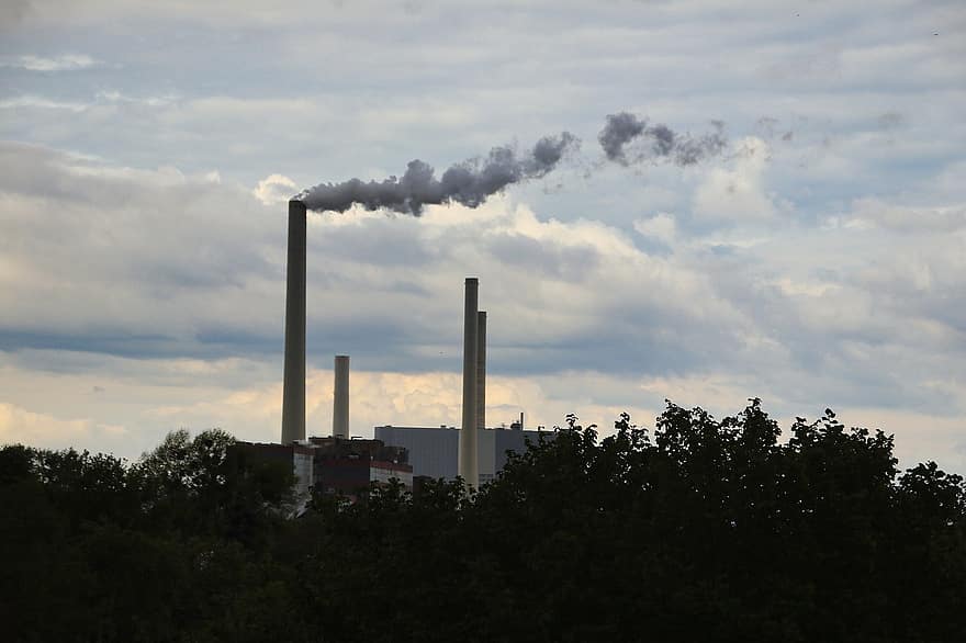 καμινάδα, την προστασία του περιβάλλοντος, άνθρακα, περιβάλλον, ρύπανση, μόλυνση του αέρα, εργοστάσιο ηλεκτρισμού, βιομηχανική μονάδα, καυσαέρια, καπνός, ατμός