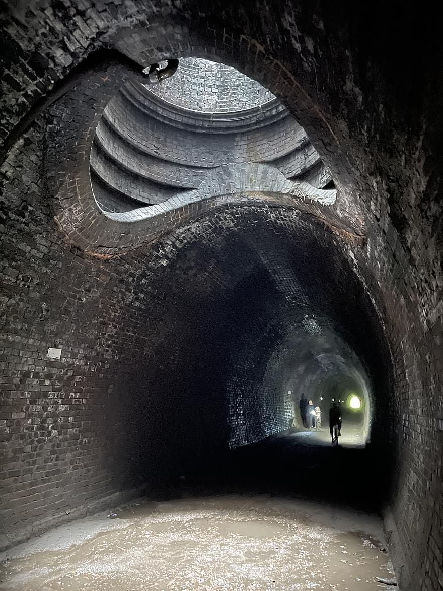 túnel, callejón, corredor, edificio, subterráneo