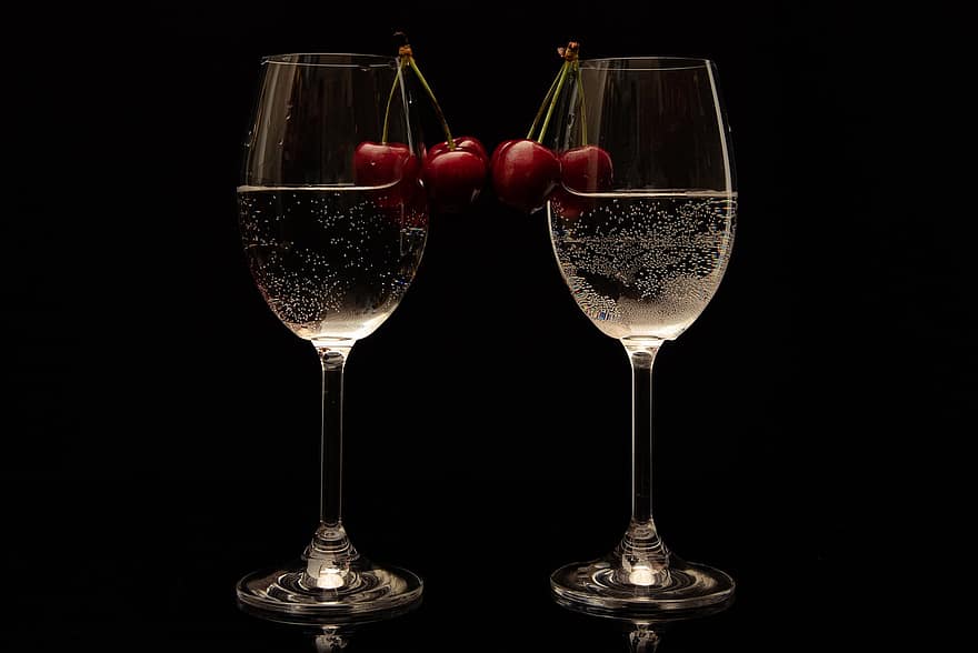 Glasses, Cherry, Still Life, Cocktail, Drink, Party, Refreshment, Cold, Beverage, Splash, Relax