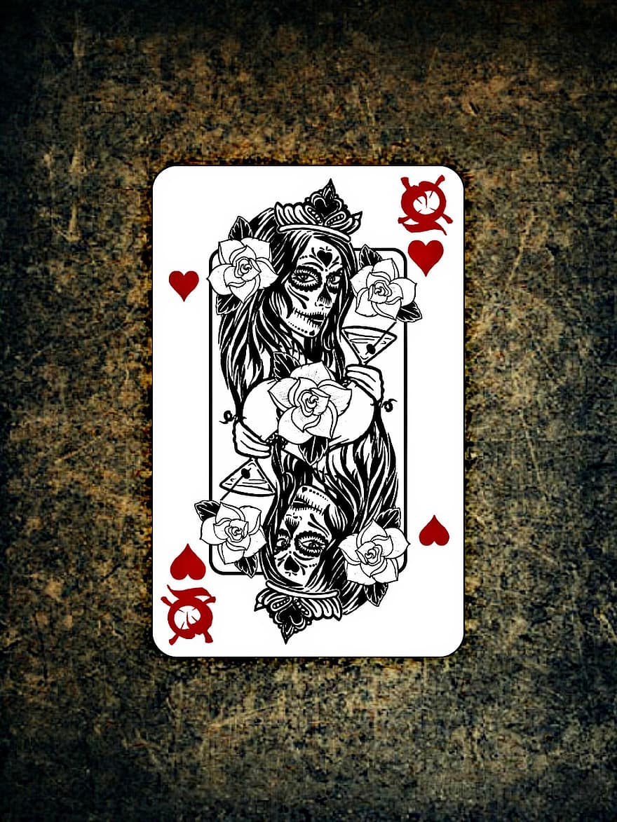 imagem de fundo, cartão de jogo, caveira e ossos cruzados, abstrato