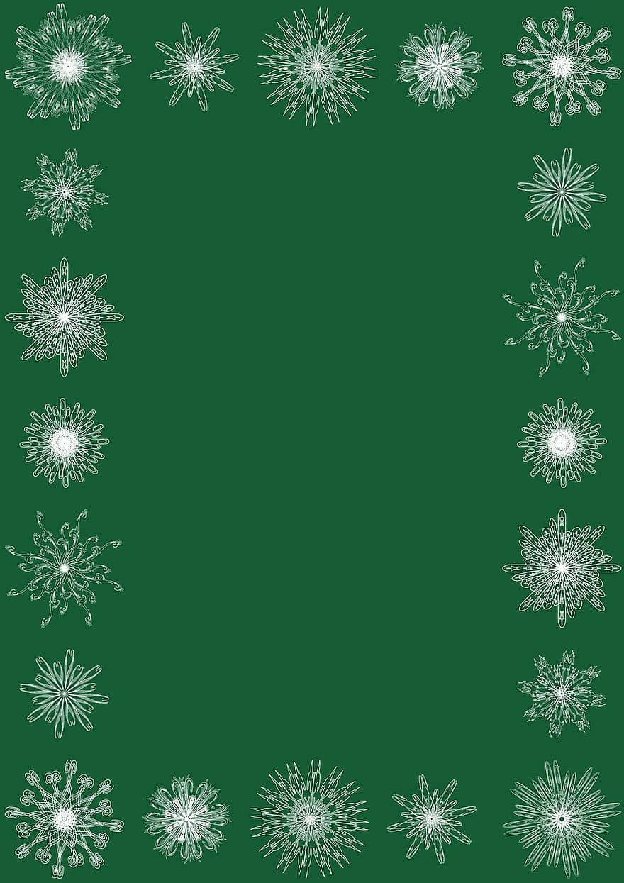 jul, ferie, xmas, snø, snøfnugg, grønn, hvit, mal, grense, bakgrunn