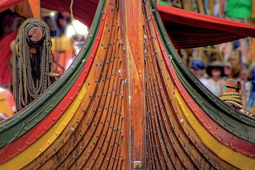 boot, romp, kleurrijke boot, schip, multi gekleurd, reizend carnaval, traditioneel festival, culturen, pret, hout, inheemse cultuur