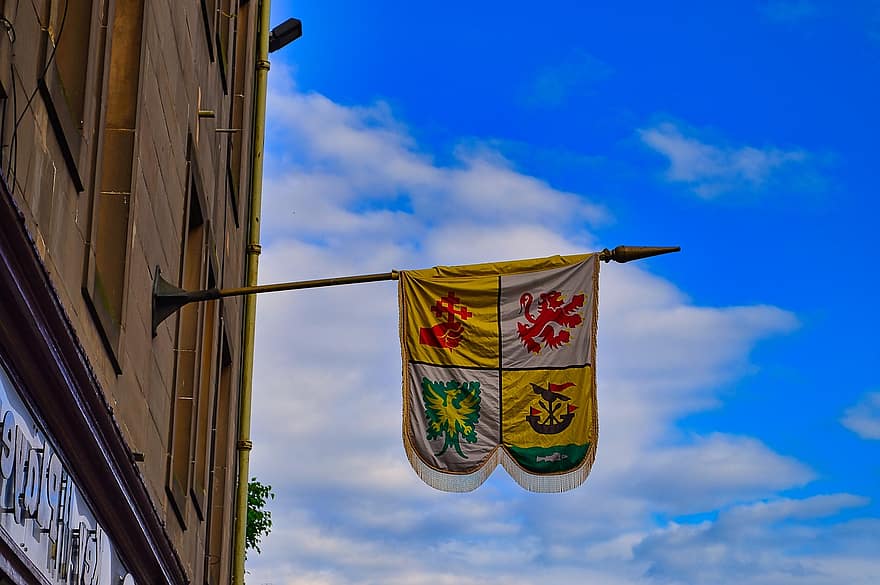 skottland, flagga, heraldik, bricka, emblem