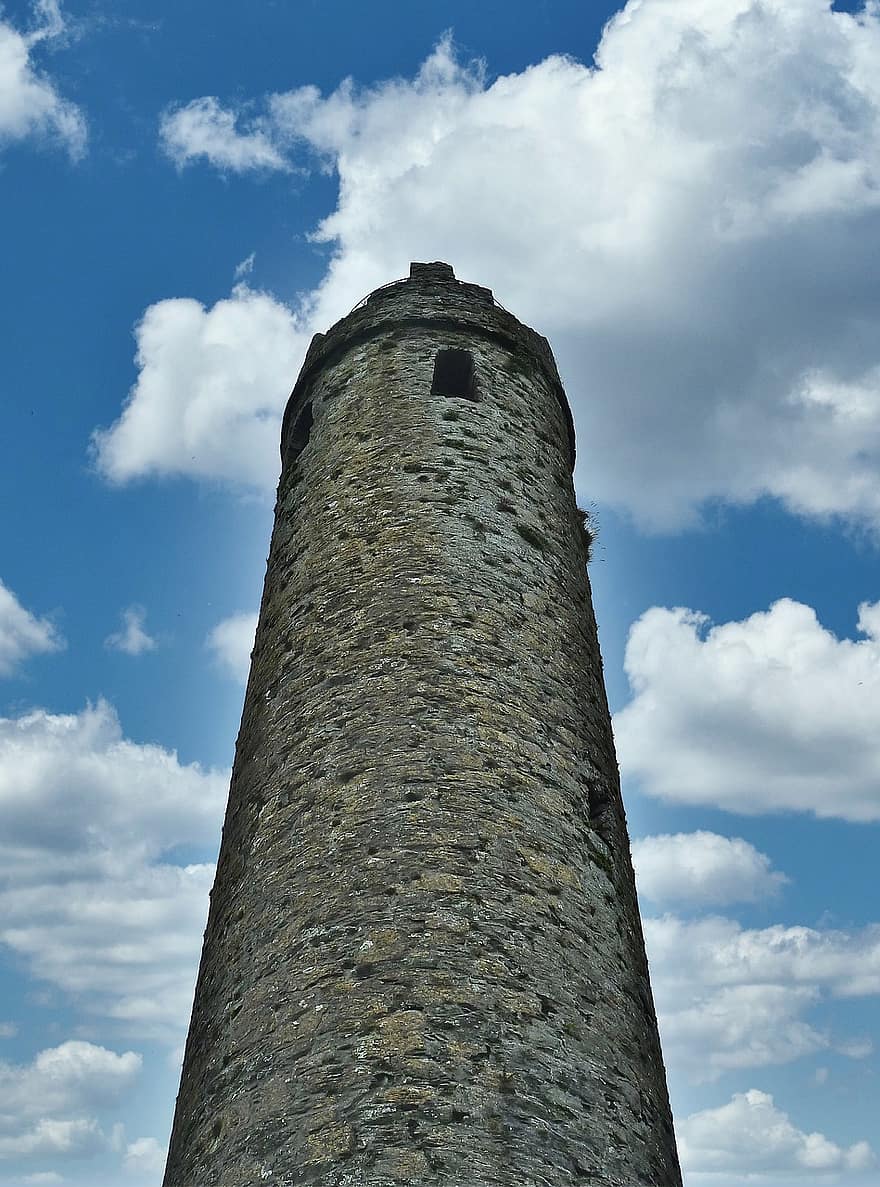 torre, pedra, protecção, castelo, embuste, fortaleza, arquitetura, velho, história, azul, nuvem